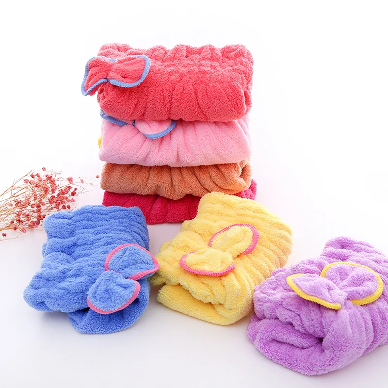 Microfibre Quick Hair Drying Bath Towel Spa Bowknot Wrap Towel Cap Bathroom Accessories Bonnets For Women Designer Shower Cap