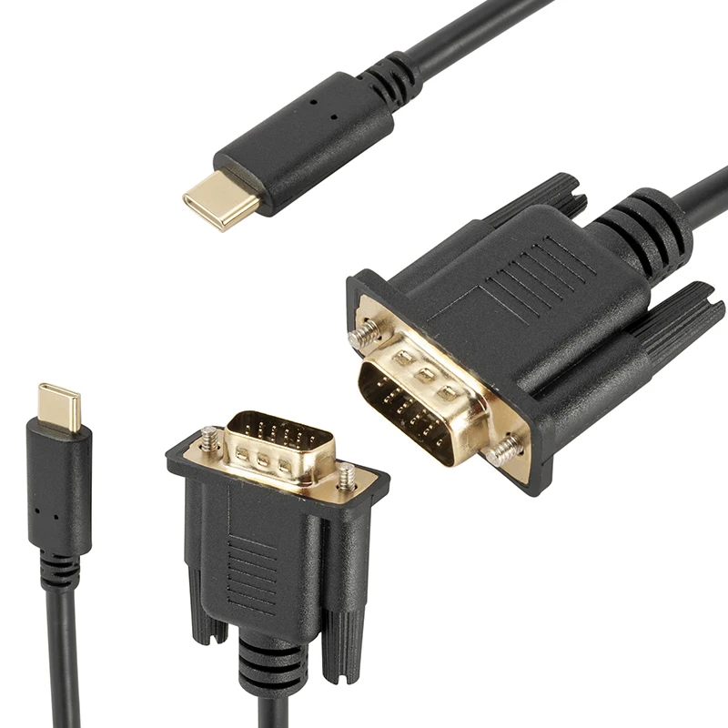 Cable USB C a VGA de 1,8 M, convertidor tipo C a VGA de 1080P para ordenador portátil