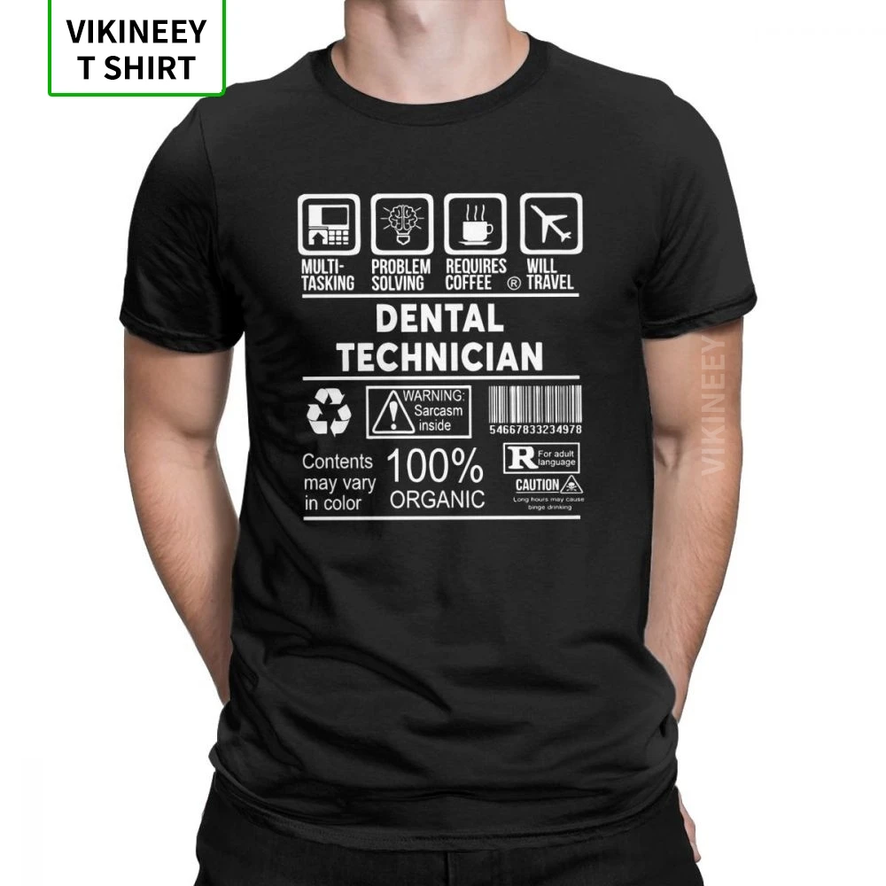 Dental Technician T Shirts Men\'s Dentist Plus Size Clothes Short Sleeve Vintage T-Shirts Crew Neck 100% Cotton Tees Plus Size