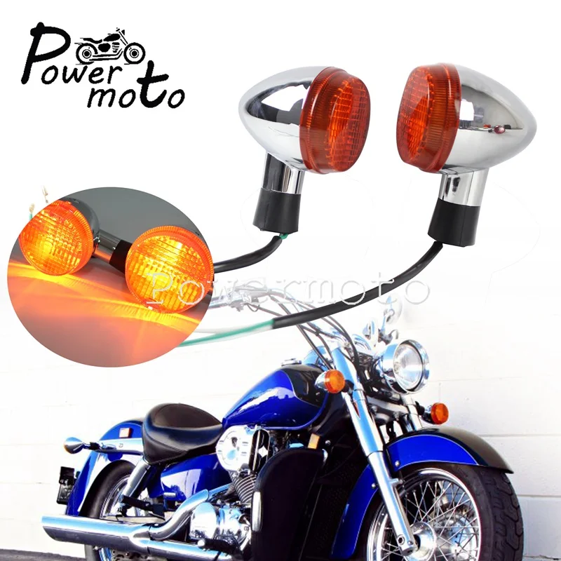 For Honda Shadow 400 750 VT750 04-07 Chrome Front/Rear Amber Turn Signal Light Emark E13 11V 21W Indicator Flasher Light