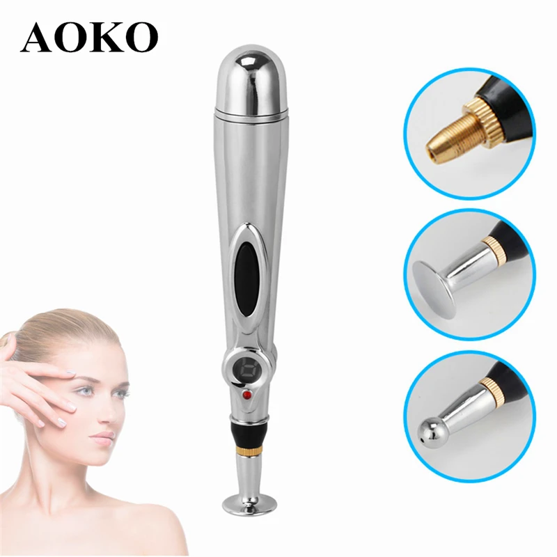 AOKO Electric Acupuncture Meridian Pen 9 Levels Point Detector Acupressure Massage Pen Face Massage Body Massage machine