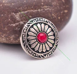 10pcs 20mm Silver Sun Flower Carved Red Turquoise Leathercraft Accessories Western Saddle Tack Belt Boot Conchos Screw back