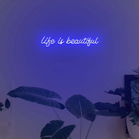 Custom Life is Beautiful Led Flex Transparent Acrylic Neon Sign Light Wall Hanging  for Home Room Bedroom Decor Neon Backboard