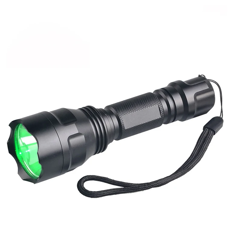 Professional Green Flashlight 18650 High Quality Light 3W XPE LED Green Light Tail Rope For Hunting Camping