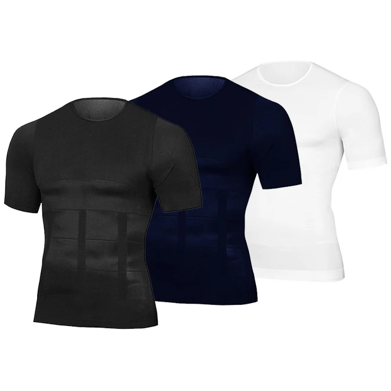 Moldeador de Cuerpo Adelgazante para hombre, ropa interior modeladora de Control de barriga, entrenador de cintura, corsé de postura correctiva, camiseta