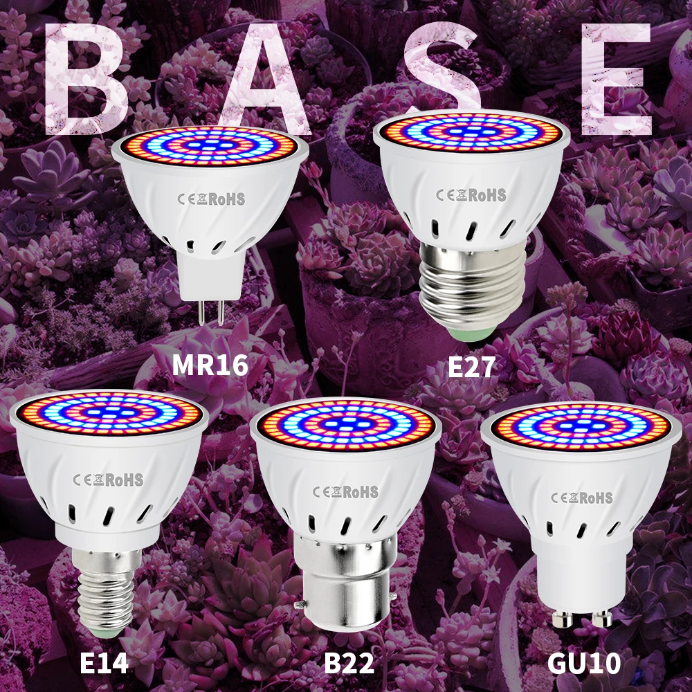 80LED E27 LED Grow Light E14 Full Spectrum Bulb GU5.3 Plant Growth Light 220V GU10 Phyto Lamp MR16 Grow Tent B22 Greenhouse 2835