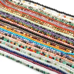Natural Stone Beads Rose Quartze Amethysts Agates Beads for Jewelry Making Beadwork DIY Bracelet Necklace Accessory 2mm 3mm