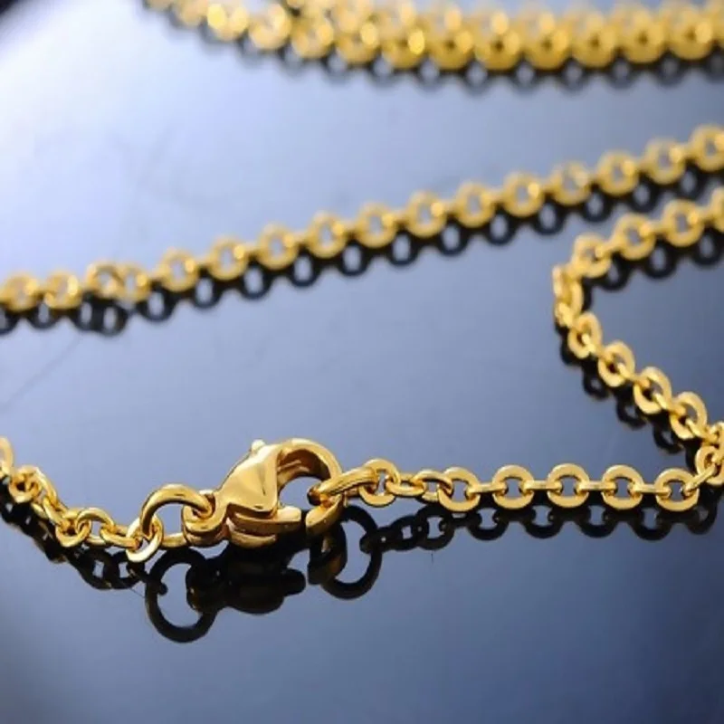 New 304 Stainless Steel Long Chain Necklace Gold Color Link Cable Chain Necklace For Women  Jewelry  Gifts  60cm long , 1 Piece