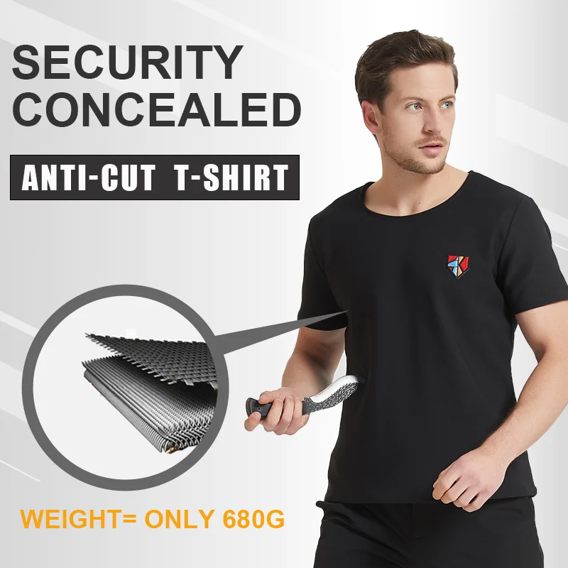 Self-defense Cut Resistant Concealed Anti Blade Tactical T-shirts Bodyguard Police Businessmen Clothes Men Women