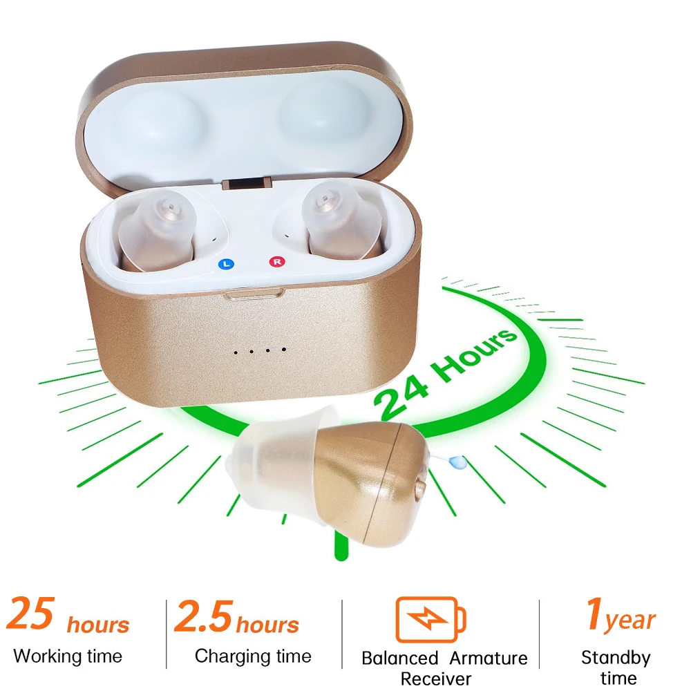 Rechargeable Digital 6 Channels Hearing Aid SR61 Sound Amplifiers Ear Aids for Elderly Moderate to Severe Loss Drop Shipping