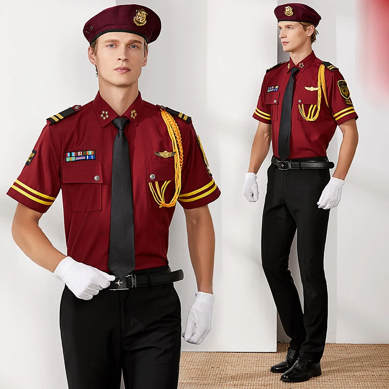 Summer Security Clothing Short Long Sleeve Square Collar Shirt Property Concierge Service Uniform Image Suits Shirt + Pants