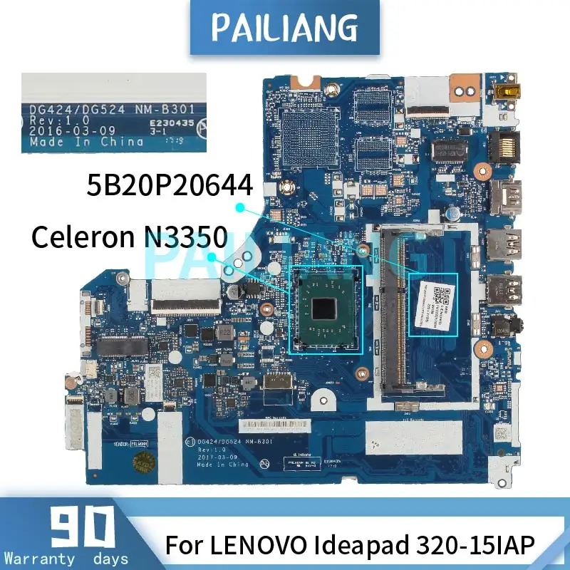 Celeron N3350 For LENOVO Ideapad 320-15IAP Laptop Motherboard 5B20P20644 NM-B301 SR27Z DDR3 Notebook Mainboard Tested OK