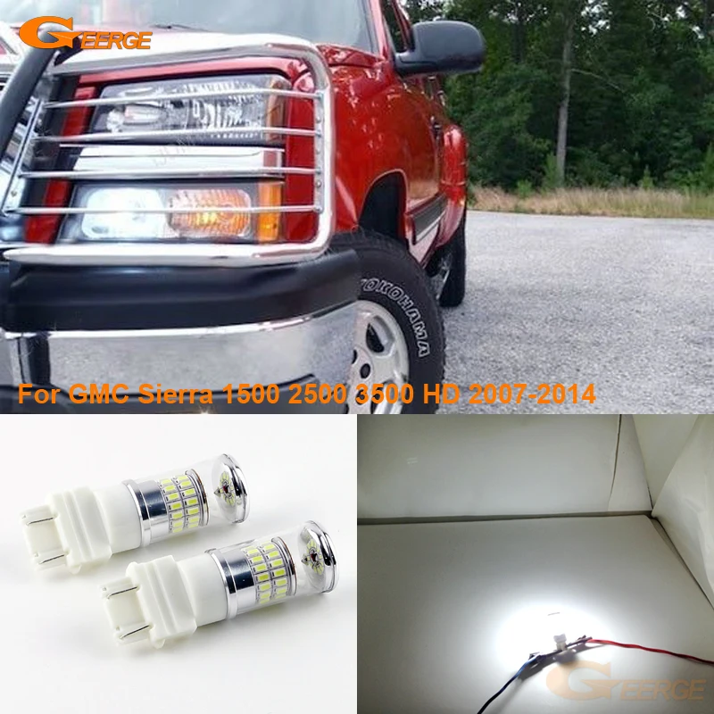 

For GMC Sierra 1500 2500 3500 HD 2007 2008 2009 2010 2011 - 2014 Ultra Bright White Reflector 3157 LED Bulbs Daytime DRL Light