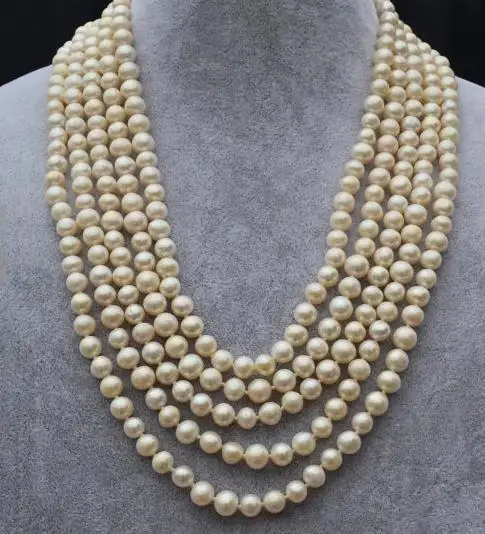 

New Favorite Pearl Wedding Necklace 7-8mm 100 inches Long White Color Genuine Freshwater Pearl Fine Jewelry Nice Women Gift