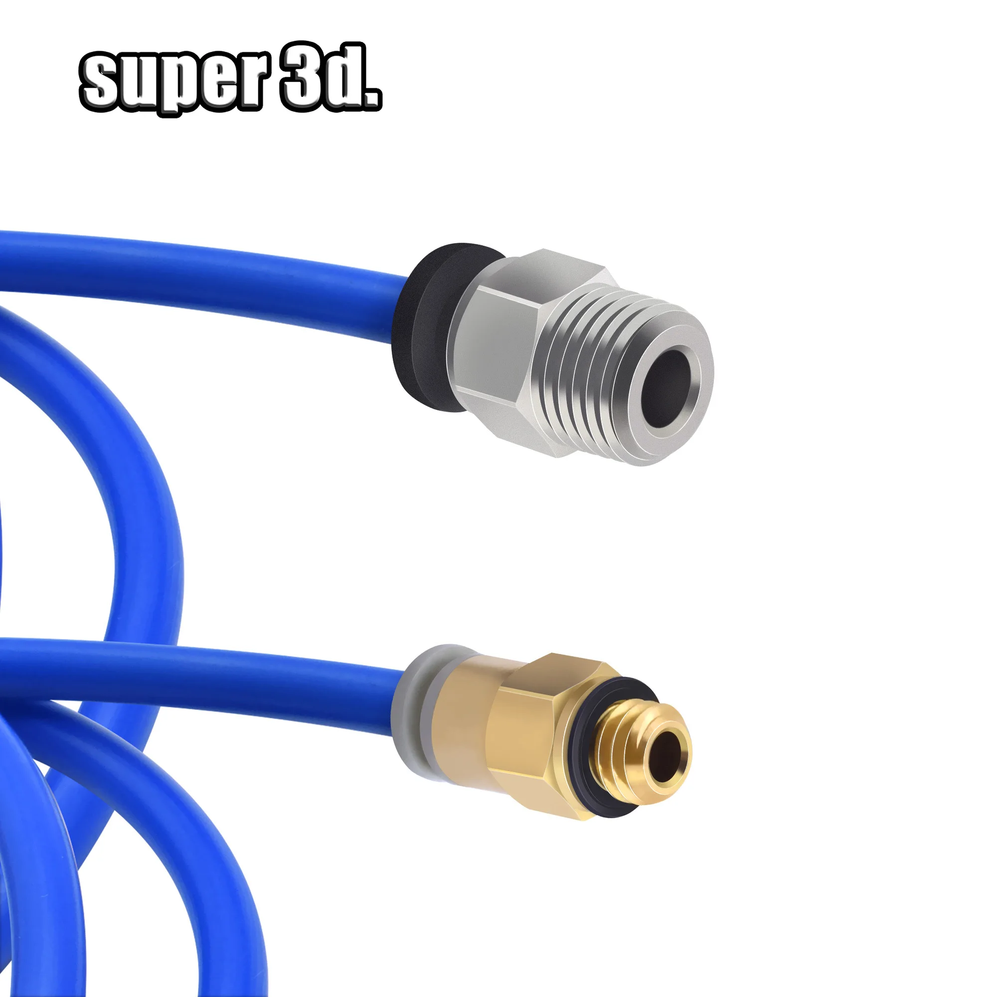 1 metr niebieskiej rurki PFA PTFE 1.75mm ID 2mm OD 4mm + szybkozłączka PC4 M6 + czarne złączki pneumatyczne Bowden