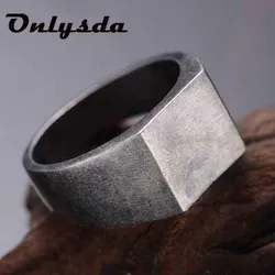 Dropshipping DIY Stainless Steel New Retro Fashion Simple Style Square Ring Classic Ring Wedding Engagement Jewelry Party Gift