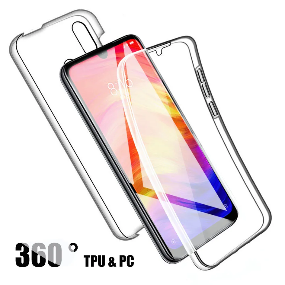 360 Luxury Clear Shockproof Case For Xiaomi Redmi Note 8 7 6 Pro 7A 6A Silicone PC Cover For Xiaomi Mi 9t 9 SE 8 Lite Phone Case