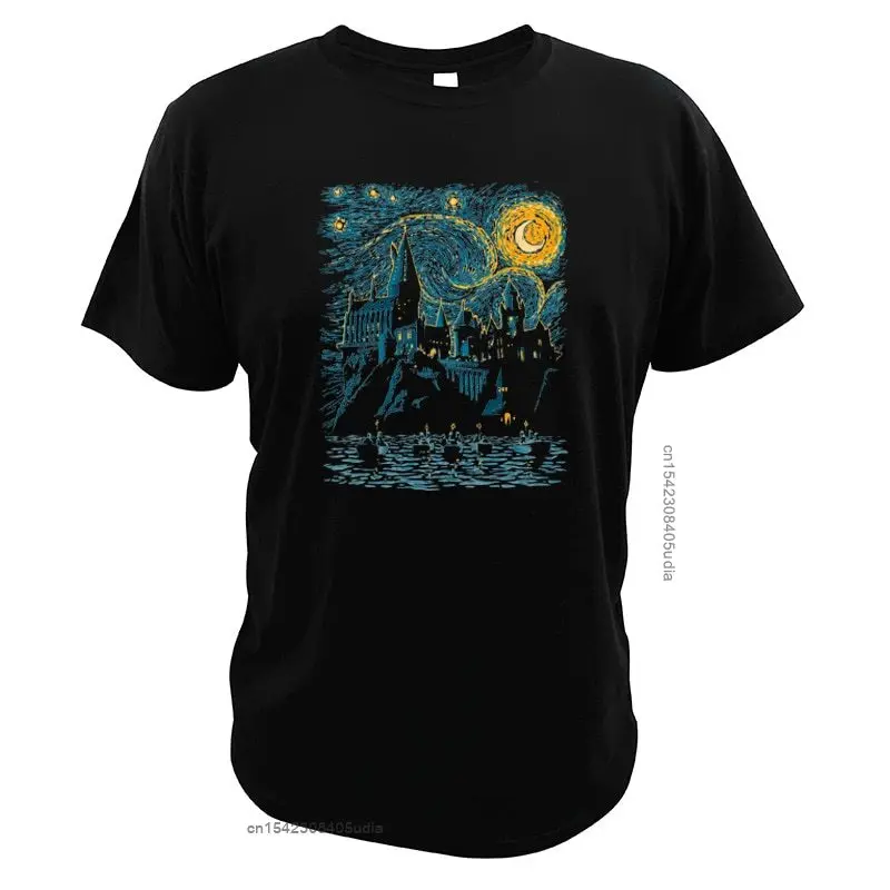 The Starry Night T Shirt Art Classic Short Sleeved Fashion Digital Print Van-Gogh Cotton Tshirt Eu Size