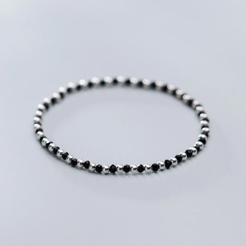 

Modian Fashion Black Crystal or Ball Strand Bracelet for Women 925 Sterling Silver Simple Bracelet Fine Jewelry Gift 2020 New