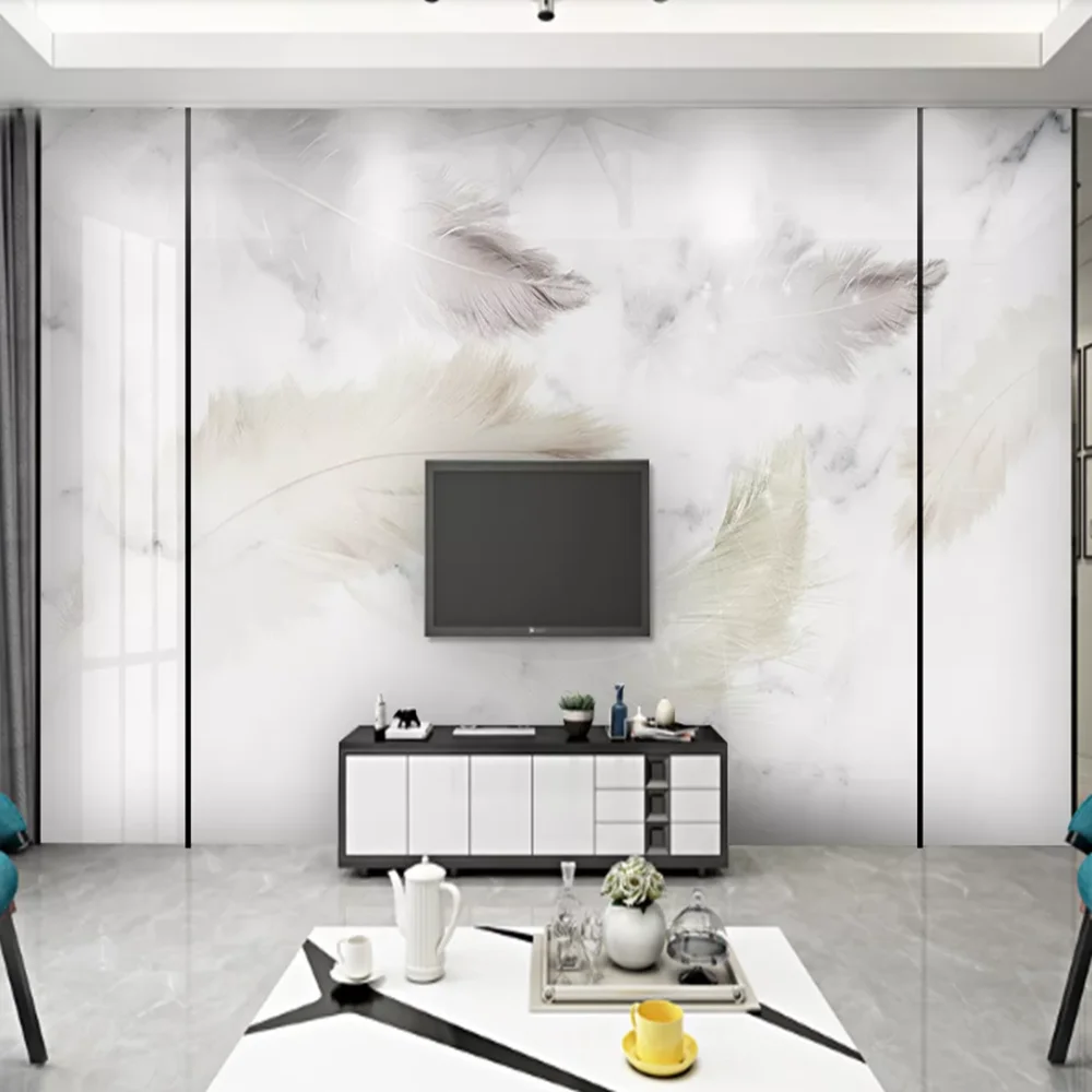 

Milofi Manufacturers custom modern marble pattern feather background wallpaper mural