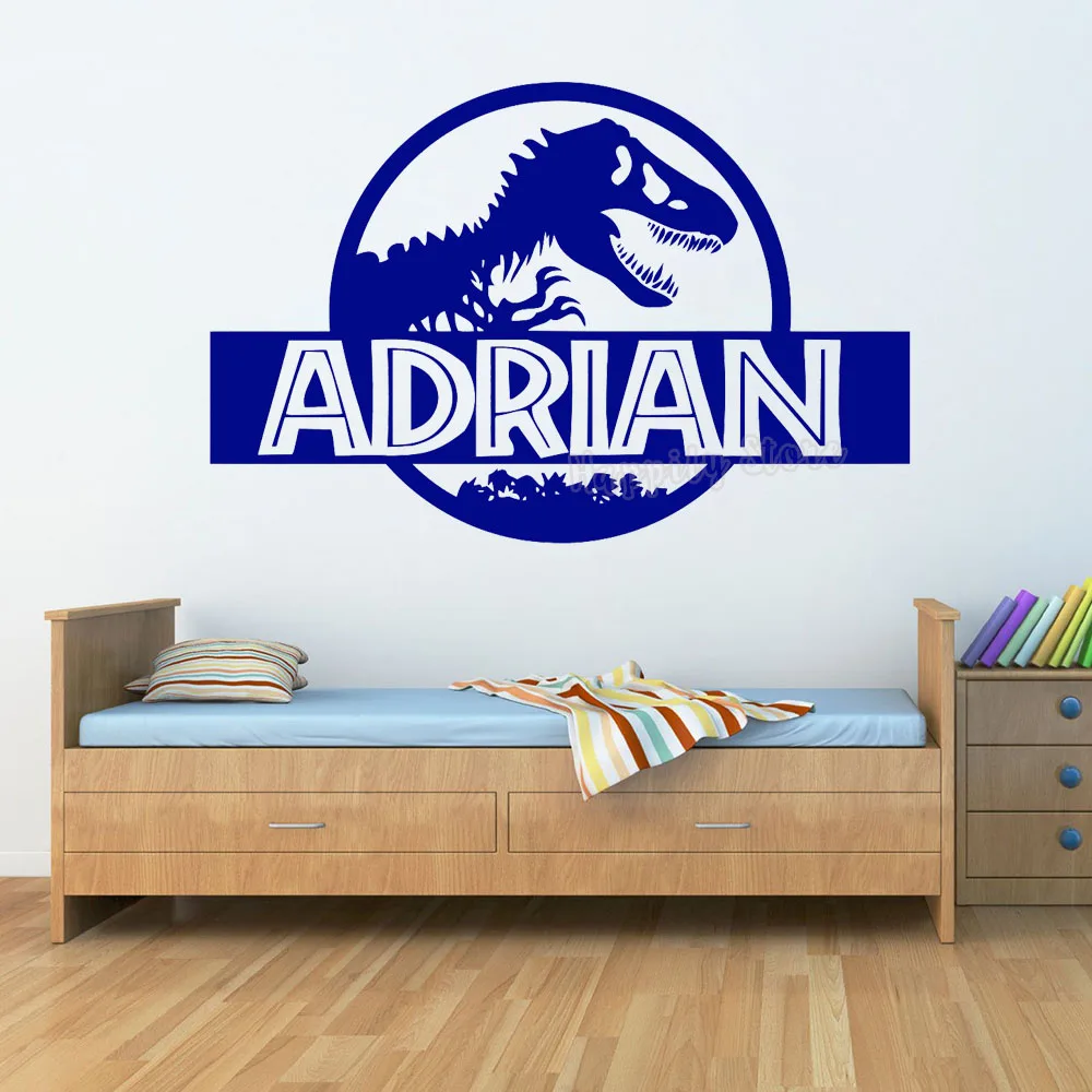 Personalisierte Jurassic Park Wand Aufkleber Schlafzimmer Dinosaurier T-Rex Custom Name Vinyl Aufkleber Hause Kindergarten Boy