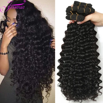 Onbewerkte Braziliaanse 4 Bundels Deal 8-30Inch Losse Diepe Golf Tissage 100% Ruw Menselijk Haar Nat en Golvend DeepCurly Cheveux Humain