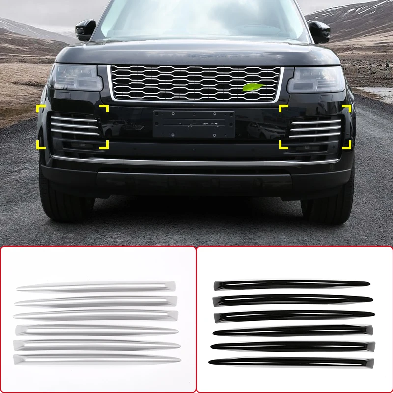 

6PCS ABS Chrome For Land Rover Range Rover Vogue 18-20 Car Styling Exterior Accessories Front Fog Lamp Strips Trim Cover Sticker