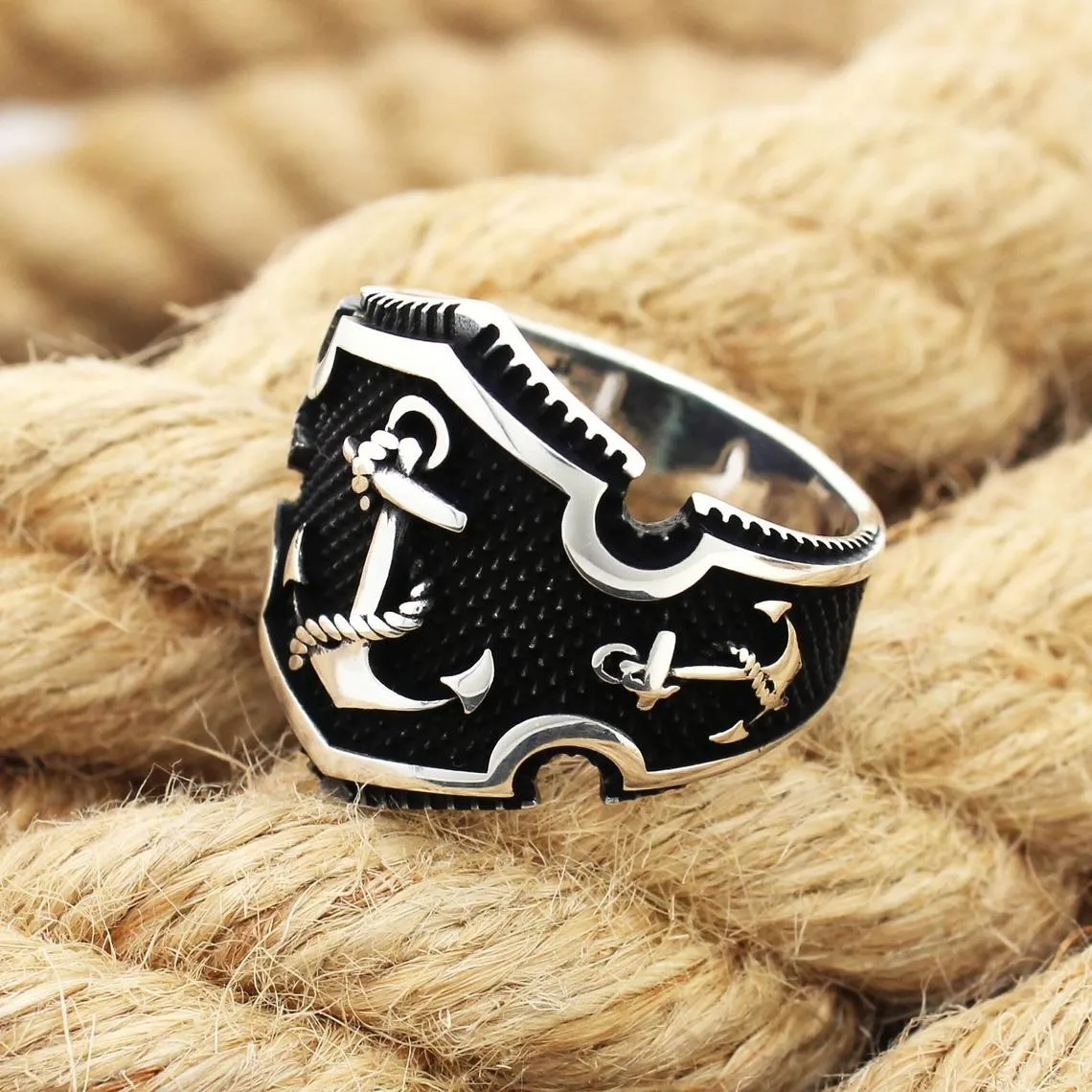 Solid 925 Sterling Silver Sailor's Anchor Men's Ring Special Ring Jewelry Accessory For Men Gift Idea Made in Turkey