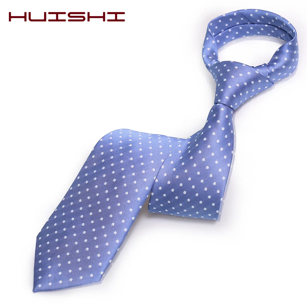 

HUISHI Dot Necktie 8cm Mens Navy Blue New Design Fashion Polka Dot Neckties Jacquard Tie For Men Business Wedding Gift