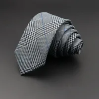 Mens Ties 6cm Classic Cotton Handmade Skinny Grey Plaid Neckties Striped Narrow Collar Slim Cashmere Casual Tie Accessories Gift 3