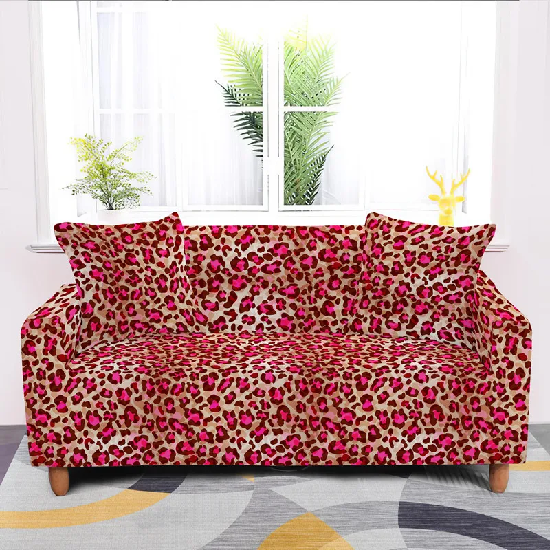 Dust-proof Universal Elastic Cover For Sofa L Shape 1/2/3/4-seats Stretch Leopard Print Slipcover Case Pillowcases Available