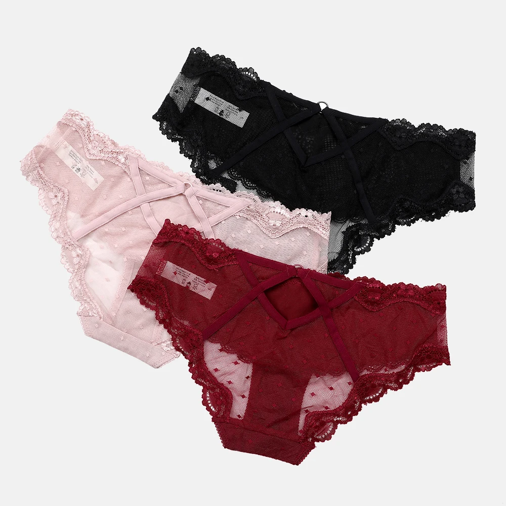 ATTRACO Underwear Panties Briefs 1 PCS Women's Thong Lace String Tanga Soft Basic Lingerie Solid Black Red Pink белье женское