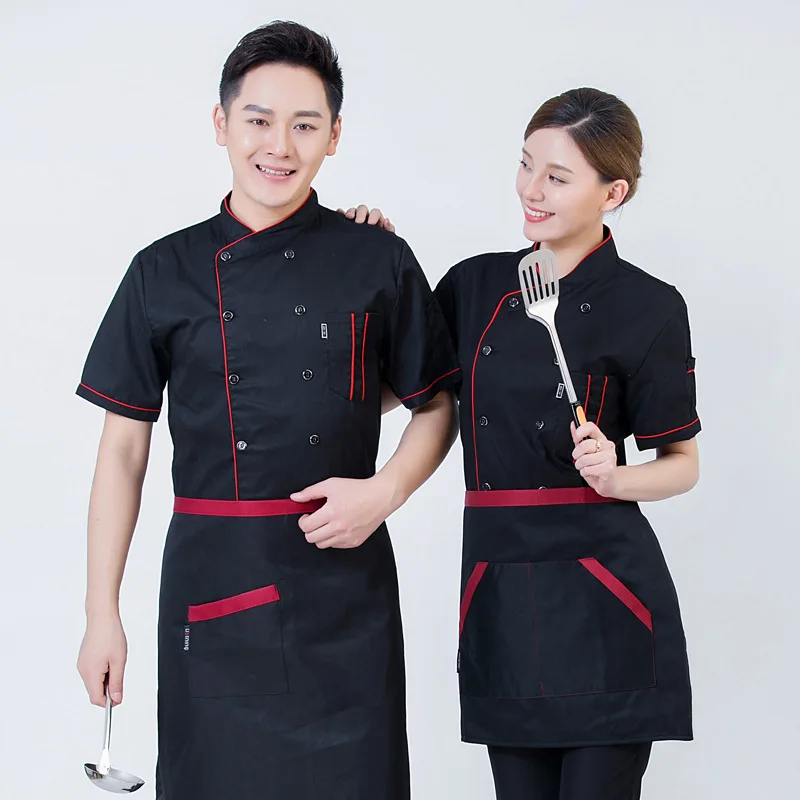 Short Sleeve Chef Jacket Cooking Chef Uniform Bakery Clothes Breathable Kitchen Work Wear Food Service Work Clothes