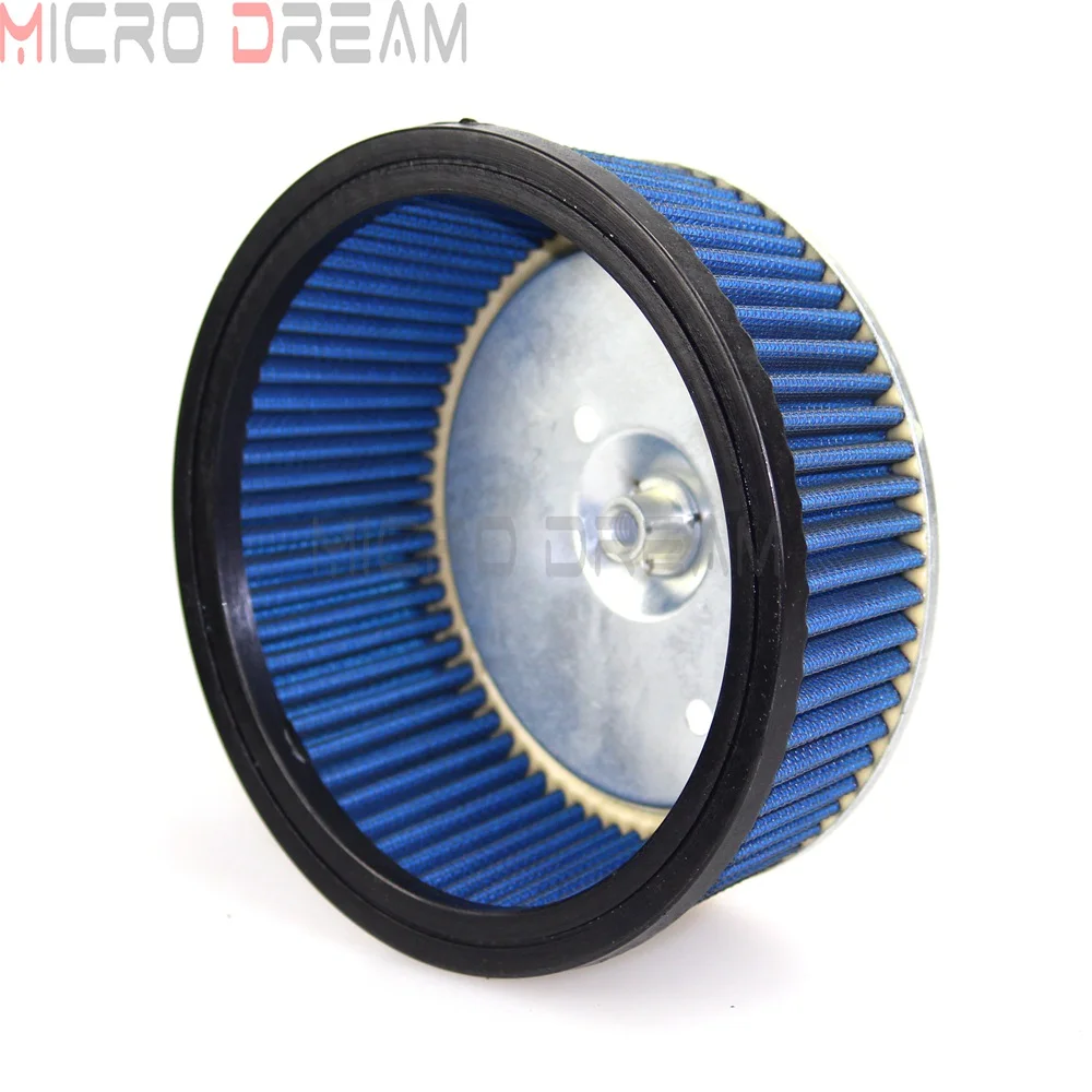 Motorcycle Round High-Flow Air Cleaner Filter System Inner Element Blue For Harley Softail Road King Electra Glide Fat Boy Dyna