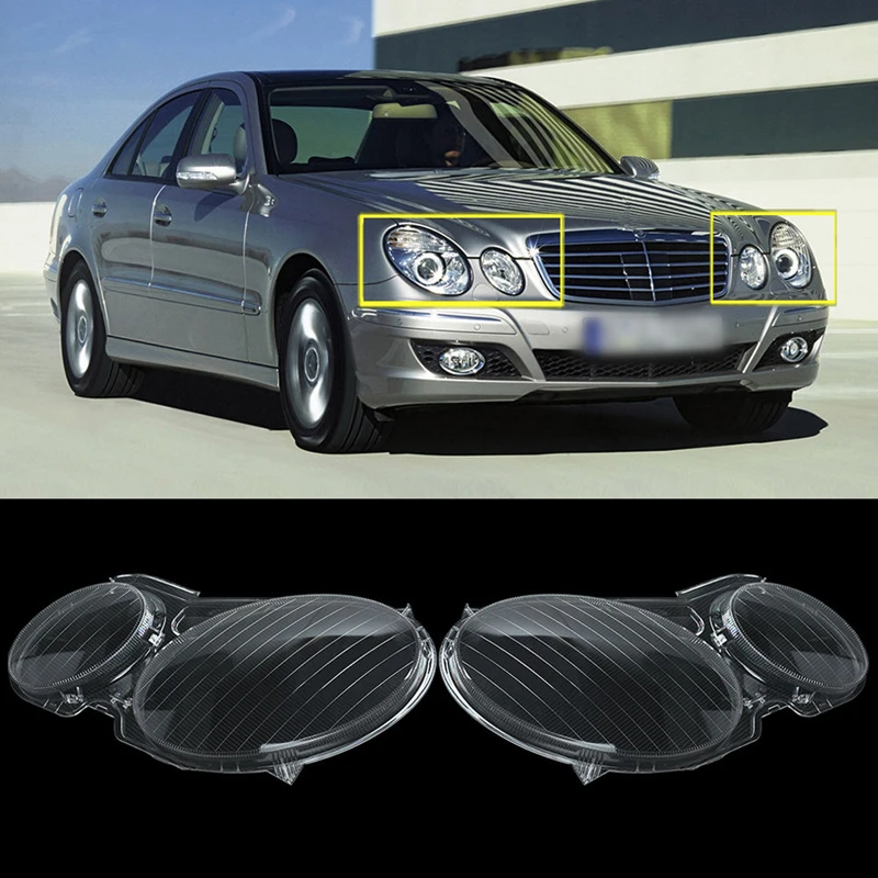 

Car Fit For BENZ E CLASS W211 E350 E300 2002-2008 Headlight Clear Lens Cover 1 Pair