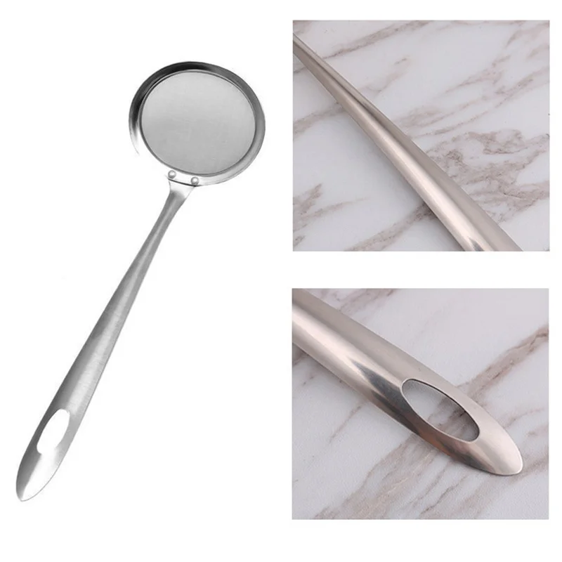 Stainless Steel Colander Spoon Food Filter Spoon Oil Filter Grid Scoop Fine Mesh Kitchen Skimmer Oil-Frying Cooking Accessories