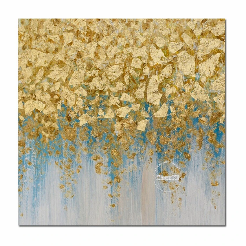 

Gold Foil Tree Picture Art Oil Painting On Canvas, Handmade Modern Wall Art, Picture, Office Bar Home Large Decoration Unframed