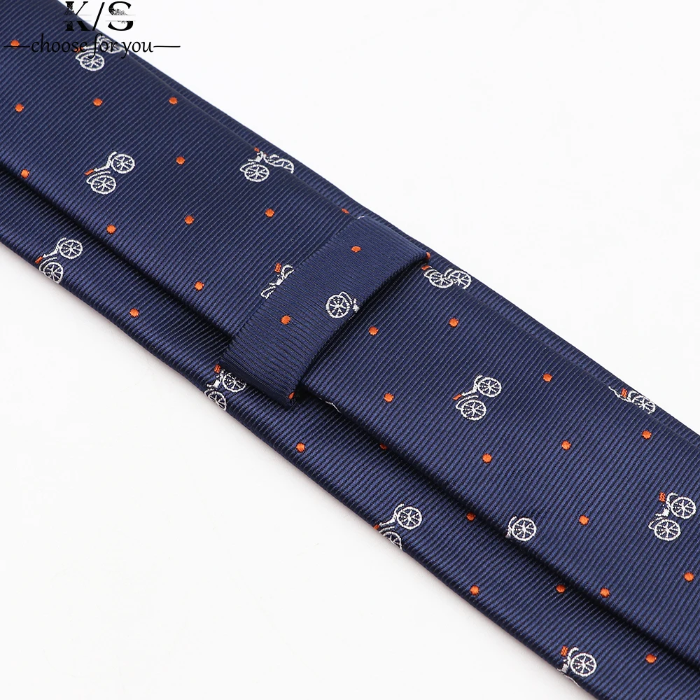 Men\'s Fashion Skinny Tie 6CM Width Casual Cute Cartoon Bicycle Polyester Necktie Gift Party Wear Business Wedding Accessories