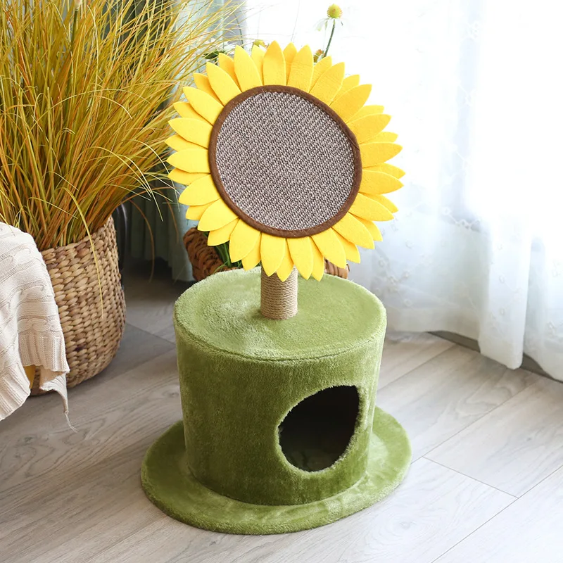 Sunflower Cat Litter Wooden Cat Climbing Frame Sisal Grinding Claw Cat Scratcher Cat Supplies New