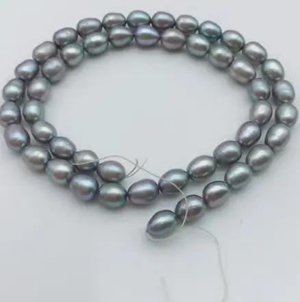 Natural Loose Pearl Jewelry Diy Gray Color AA 7-9MM Rice Freshwater Pearl DIY Handmade Loose Beads 15 inches Fine Women Gift