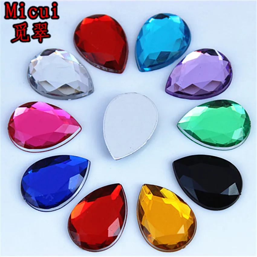 Micui 100PCS 13*18mm Crystal  Drop Rhinestone Flatback Acrylic Fancy Shape Strass Stones For Clothing Crafts Decorations ZZ452
