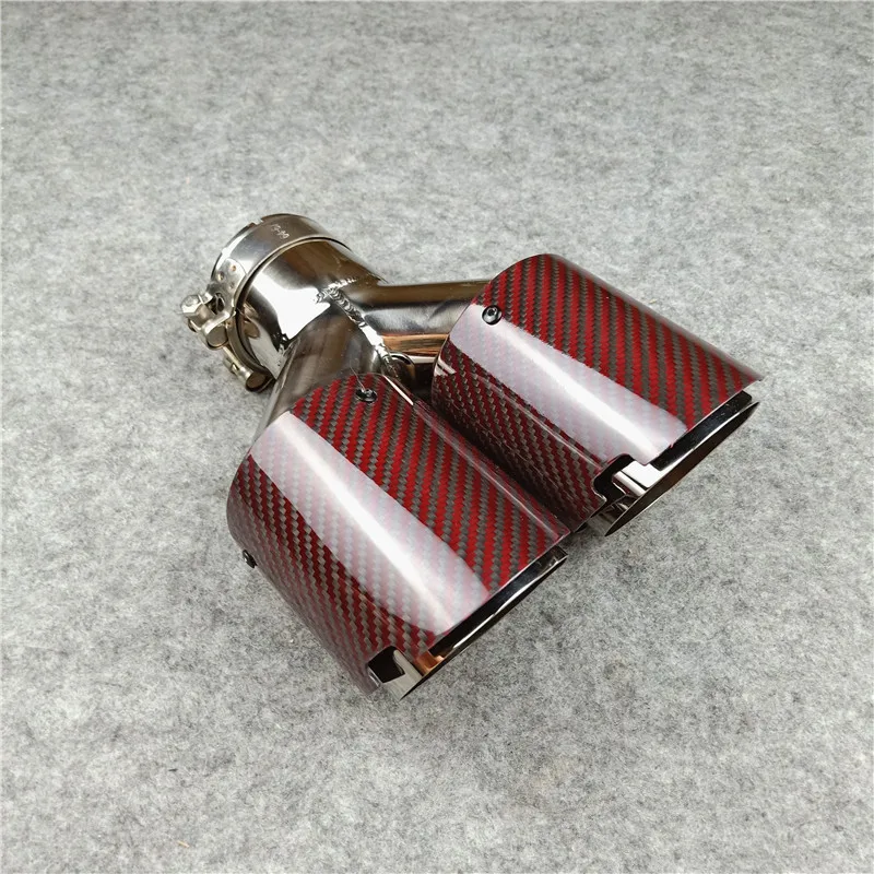 1 Piece Y Model Exhaust Pipe Carbon Fiber Red Car Universal New Style Tail Throat Auto Part Modified Accessories Muffler Tip