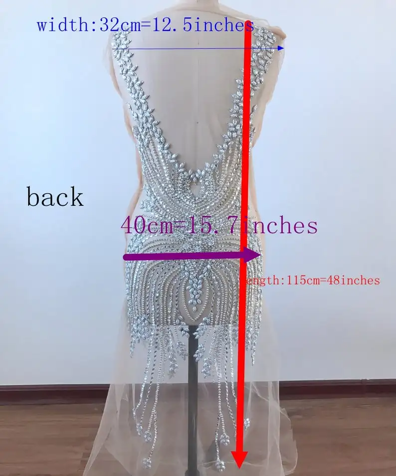 Gorgeous Rhinestone Applique On Mesh, Super Large Bodice Patch, Beaded Applique, Haute Couture Dress Applique