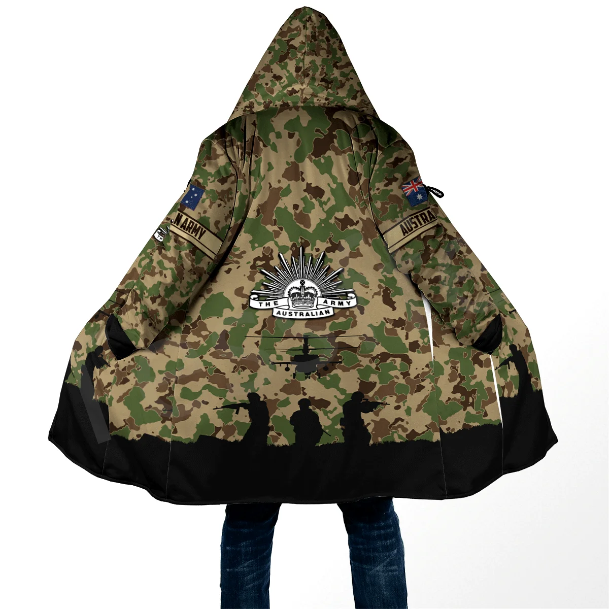 Tessffel Australia Army Veteran Military Camo Harajuku 3DPrint Men/Women Windbreaker Winter Casual Hood Cloak Fleece Hoodies A1