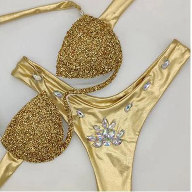 

2020 venus vacation rhinestone bikini set sexy women swimwear push up diamond bling stones swimsuit bathing suit