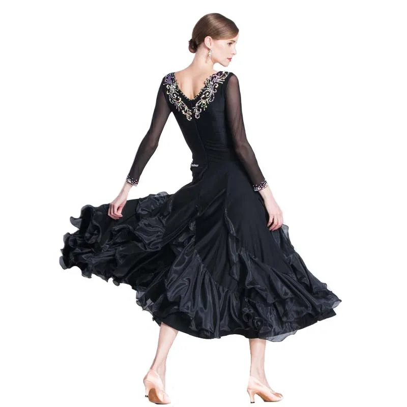 M-1861 Festival Women Black Ballroom Smooth Practice Dress Waltz Standard Ballroom Dance Competition Dresses For Sale