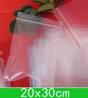 100pcs/lot Clear PE bags (20x30cm) resealable Poly bags zipper bag for new wholesale + free shipping