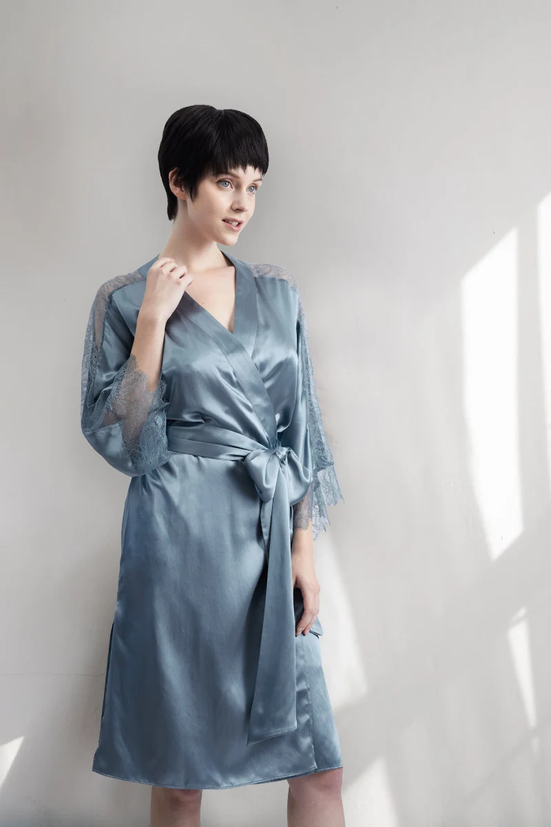 DISANGNI 100% mulberry silk long sleeve nightgown