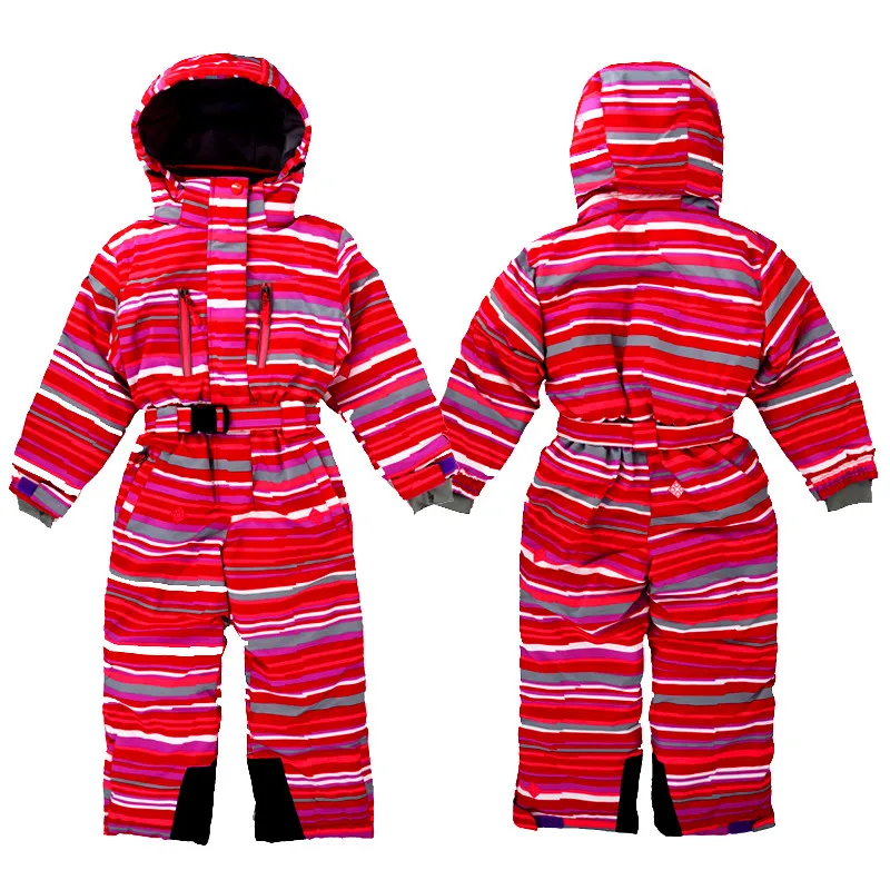 Traje de esquí de una pieza para niños, a prueba de viento y nieve, resistente al agua, espesamiento de terciopelo, equipo de esquí