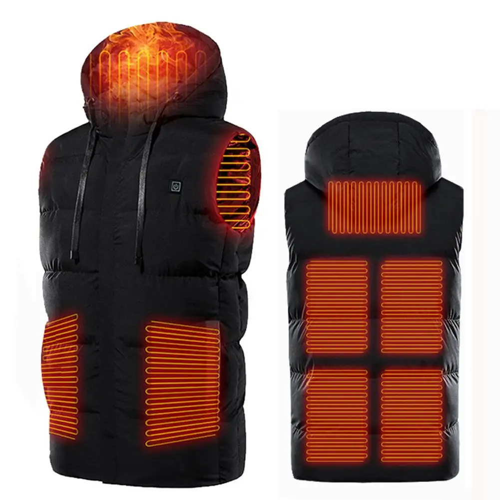 3 Levels Temperature Hooded Usb Heater Vest Thin Warm Electric Washable Heated Jacket Thermal Clothing Sleeveless Heated Vest